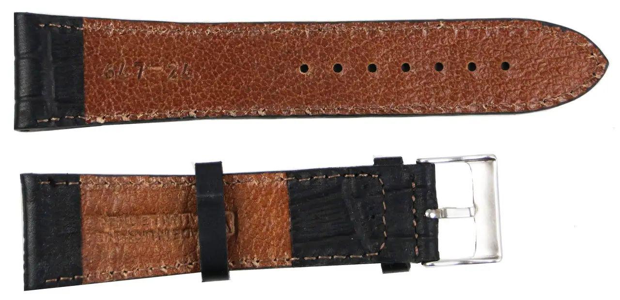 Ремінець для годинника Mykhail Ikhtyar зі шкіри під крокодила 24 мм Чорний (S647-24S Black) - фото 2