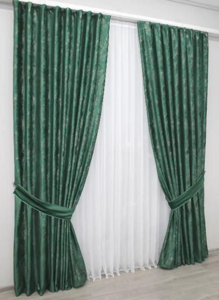 Тканина для штор Афіна оксамит Зелений (1311ш) - фото 2 Тканина для штор Афіна оксамит Зелений (1311ш) - фото 2