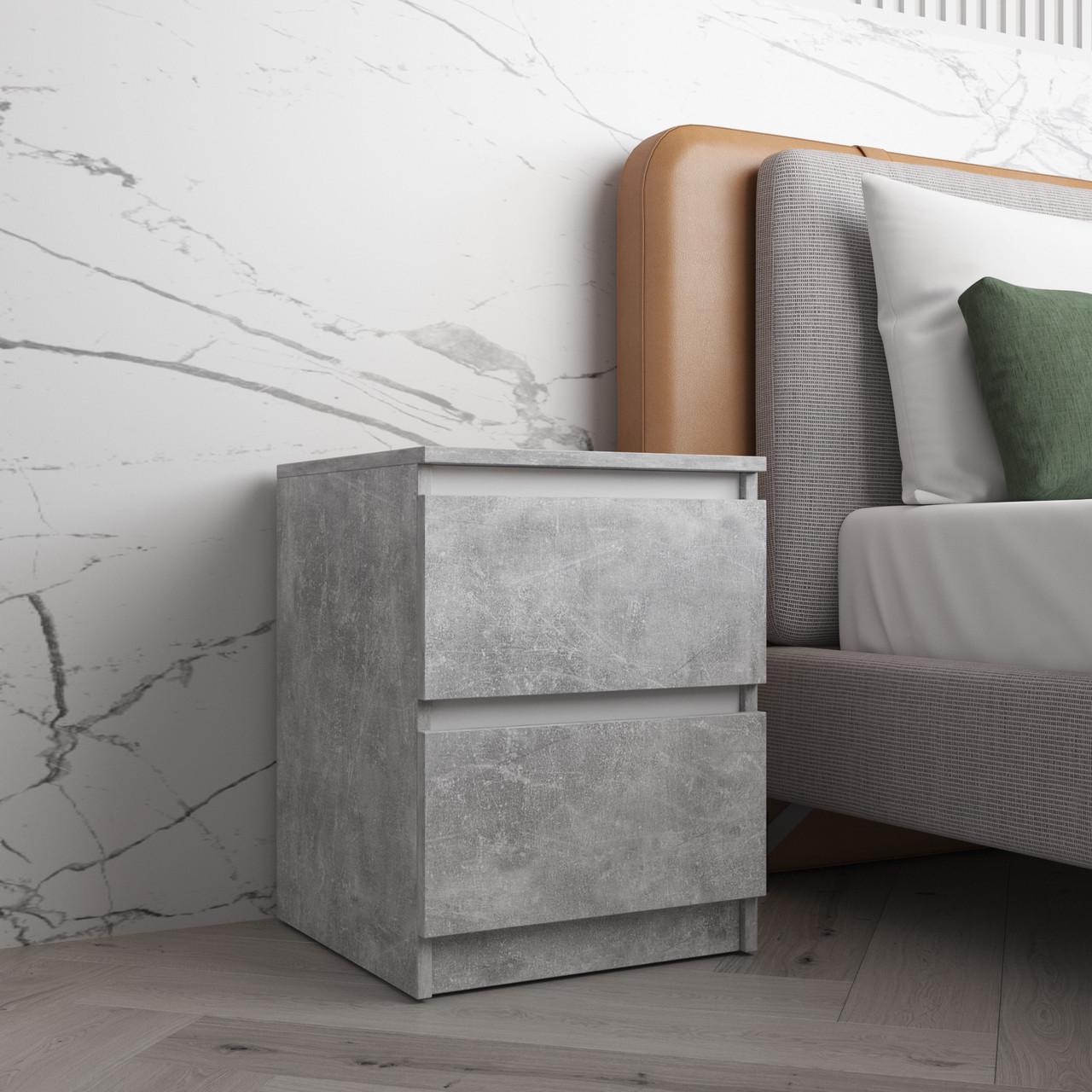 Тумба прикроватная Вайс R-5 402х400х530 мм Бетон/Белые планки (30731159) - фото 1 Тумба прикроватная Вайс R-5 402х400х530 мм Бетон/Белые планки (30731159) - фото 1