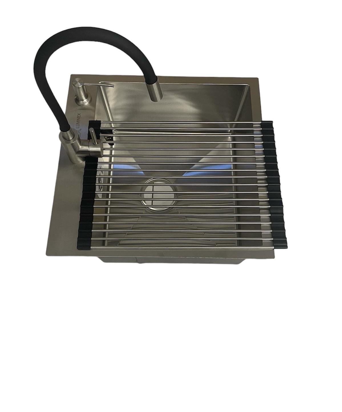 Мойка для кухни Luminex 5050 Серый/смеситель с гибким изливом Kroner ESG035BLK