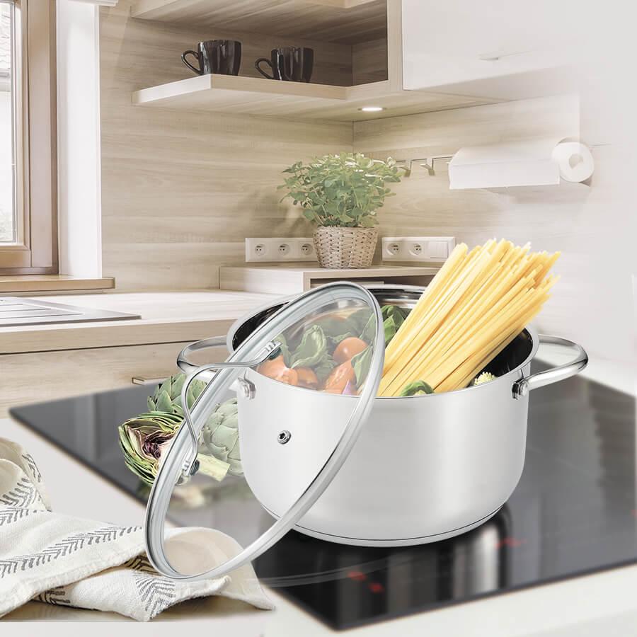 Кастрюля нержавеющая Maestro с крышкой 24 см 5,8 л (MR-3519-24) - фото 2 Кастрюля нержавеющая Maestro с крышкой 24 см 5,8 л (MR-3519-24) - фото 2