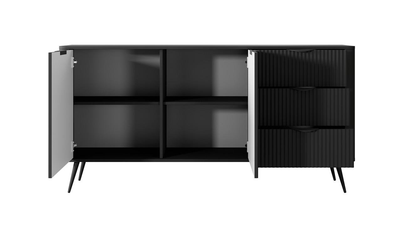 Комод Perfect Home Lante 2D3S/163 2-дверний з 3 шухлядами і чорними ніжками Чорний (PFH-091115) - фото 6 Комод Perfect Home Lante 2D3S/163 2-дверний з 3 шухлядами і чорними ніжками Чорний (PFH-091115) - фото 6