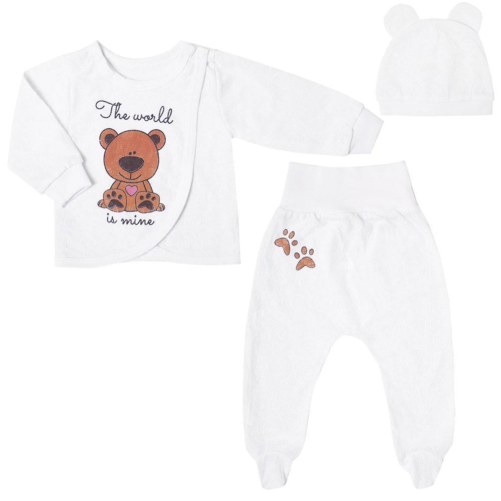 Комплект детской одежды хлопковый для мальчика Gabbi КТ-19-19-2 Ажурный 68 см Белый (11551)