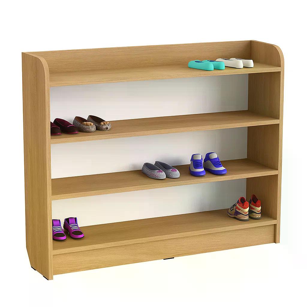 Полиця для дитячого взуття ЛДСП 4 яруси з опорами 100 см Дуб сонома - фото 1 Полиця для дитячого взуття ЛДСП 4 яруси з опорами 100 см Дуб сонома - фото 1