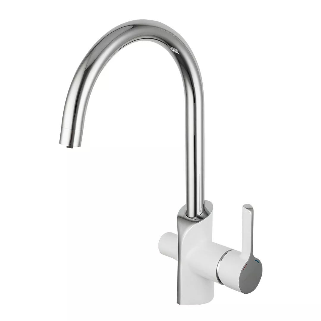 Смеситель для кухни Gappo G4303-8 с подключением фильтра Белый/Хром (SQ-1044878)