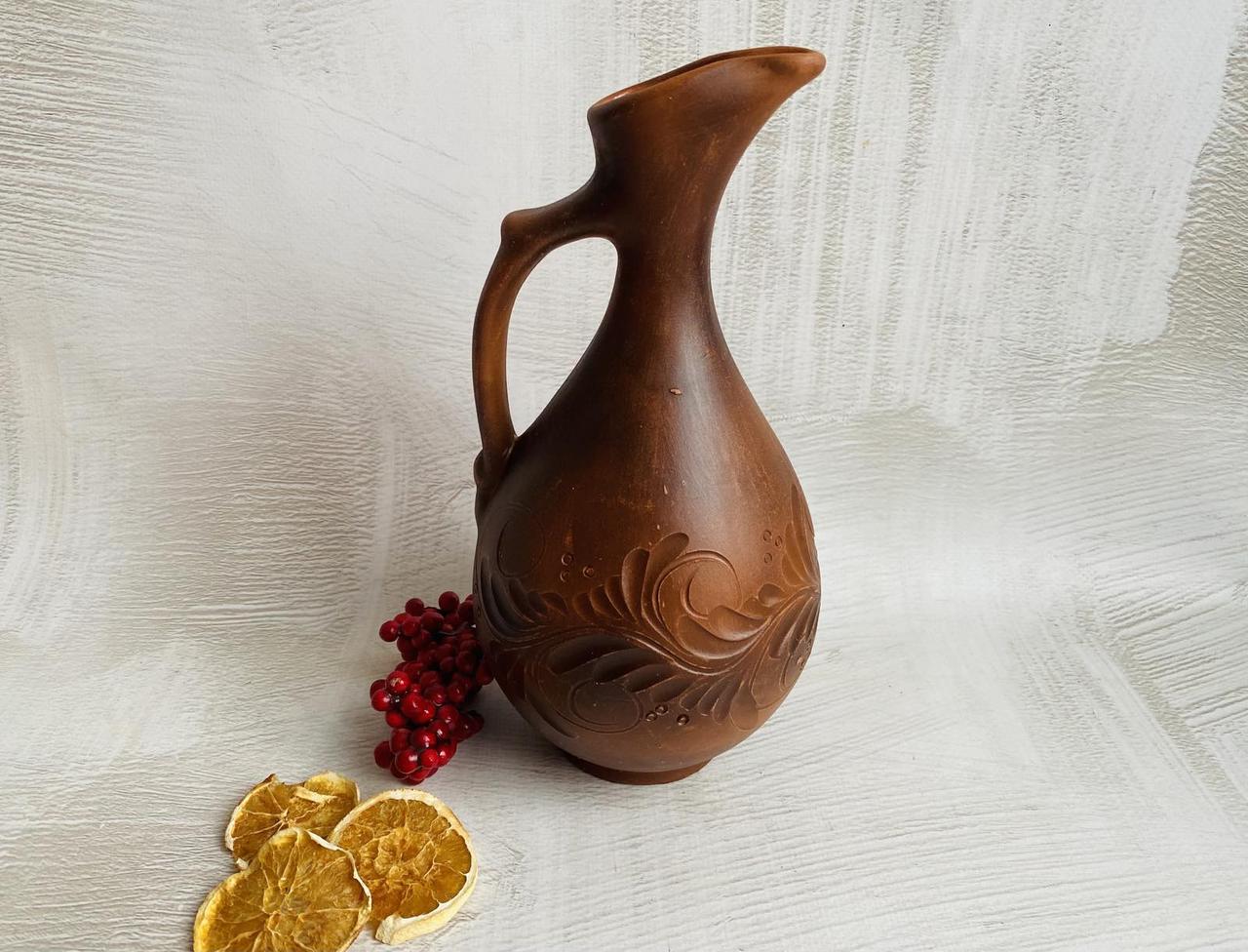 Штоф глиняний з різьбленням 800 мл (1017046379) - фото 3