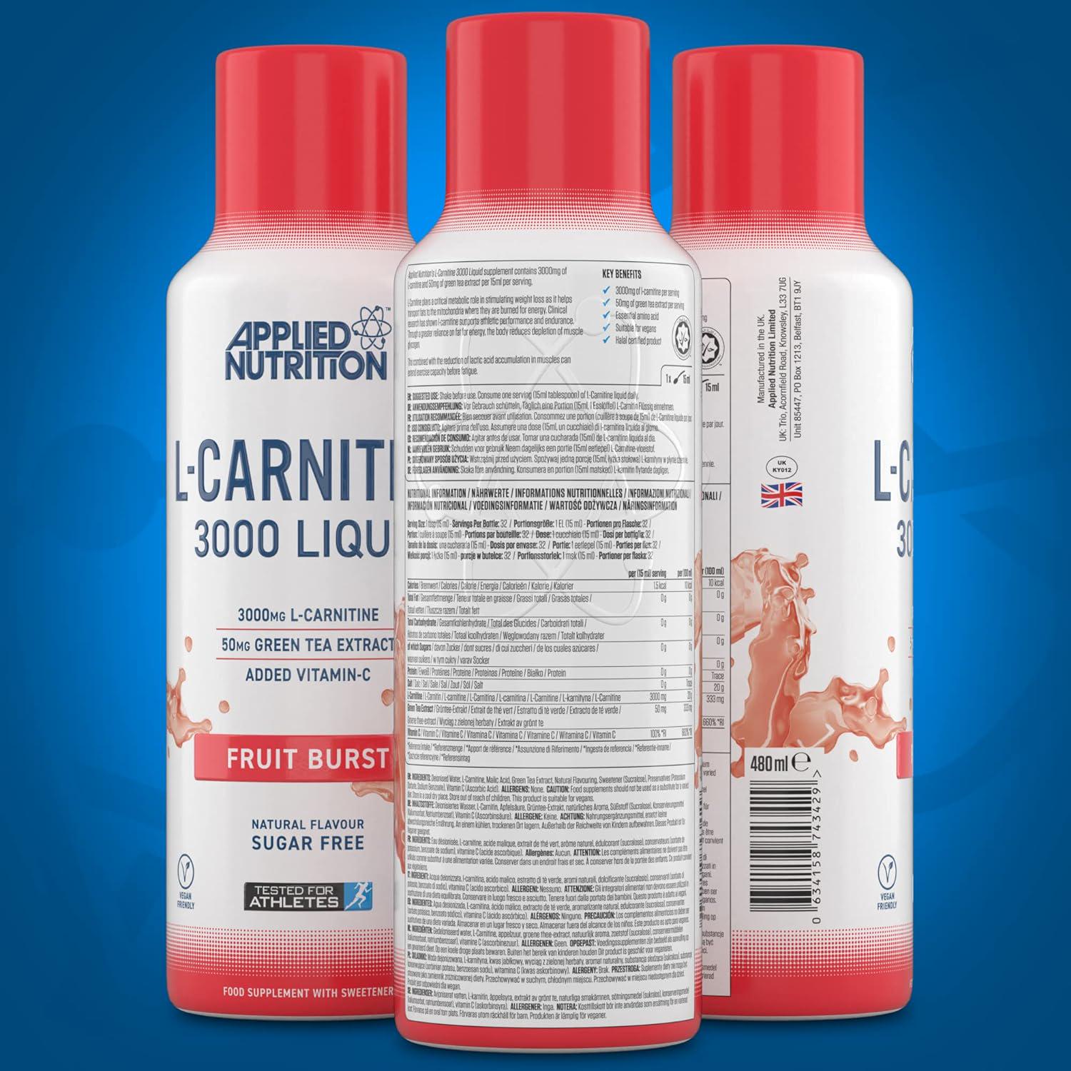 L-карнитин Applied Nutrition L-Carnitine Liquid 3000 480 мл Fruit Burst - фото 3