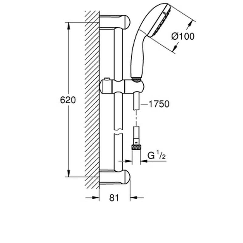 Душевой гарнитур Grohe New Tempesta 100 27598001 (47814) - фото 2