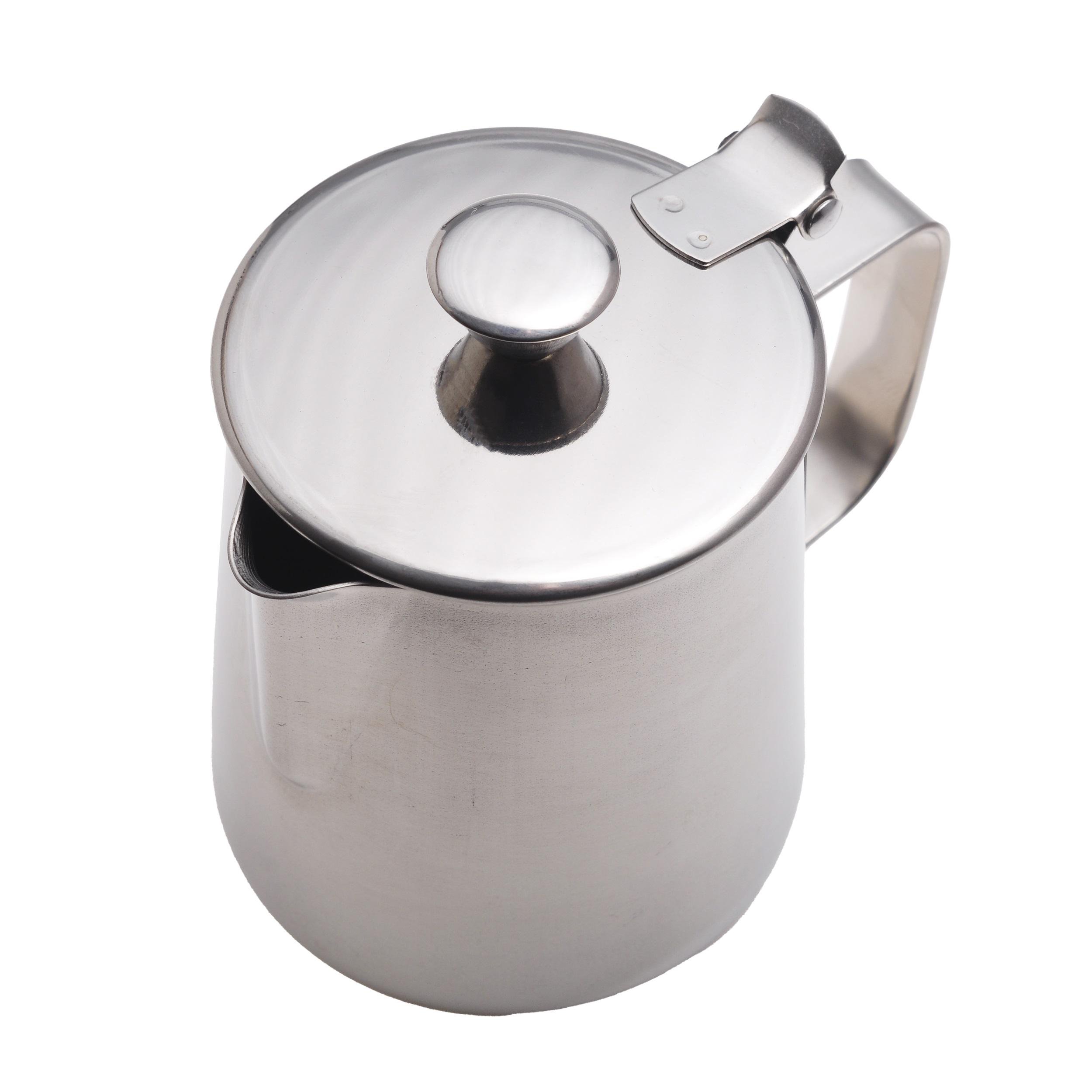 Молочник с мерной шкалой и крышкой Kamille КМ-4385 из нержавеющей стали 350 мл Стальной (150-84-4385) - фото 2