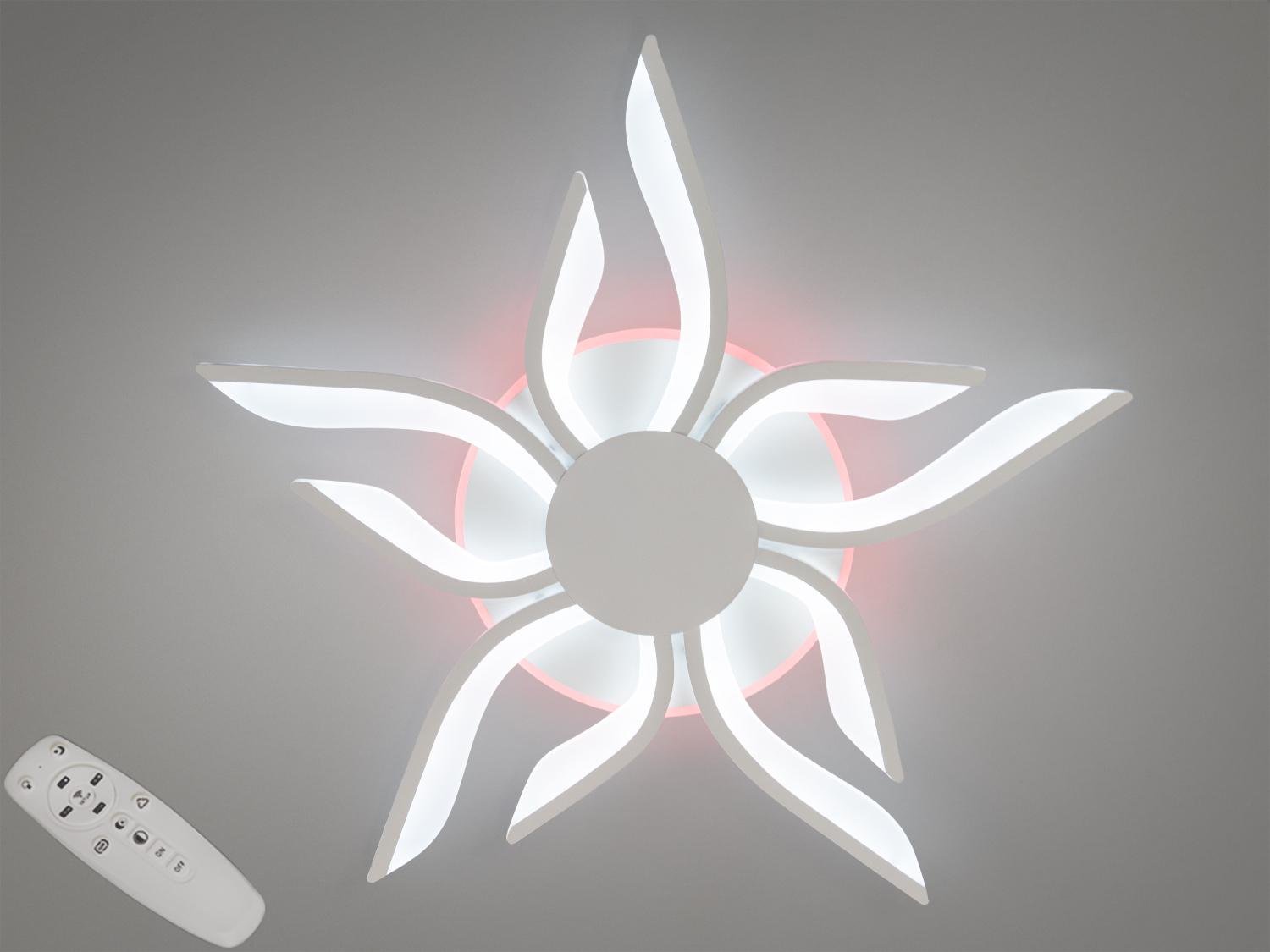 Люстра стельова світлодіодна з пультом підсвіткою 82W Білий (2482/5/5WH 3col dim)