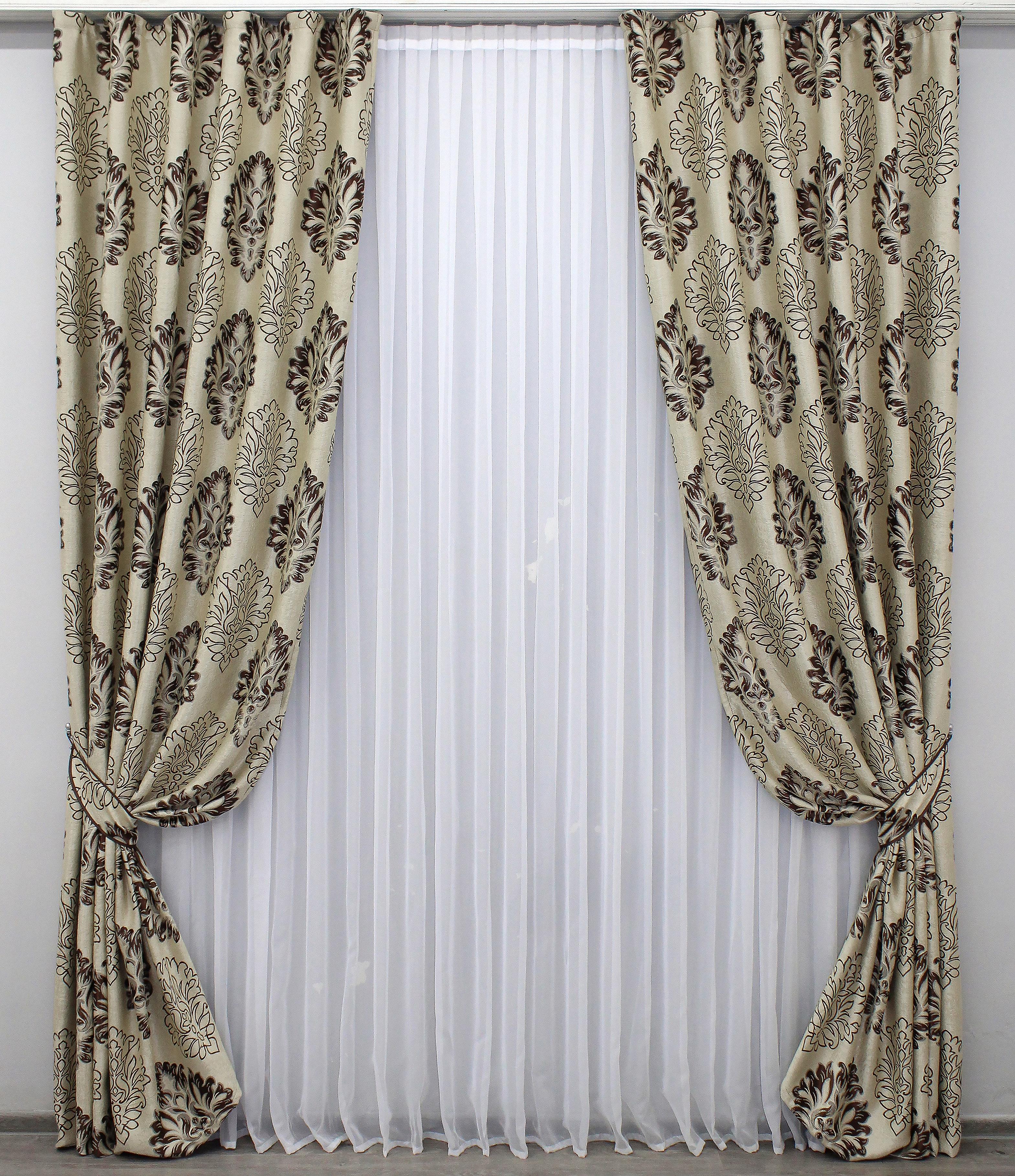 Комплект штор VR-Textil Корона № 1274ш Б блэкаут-софт 150х275 см 2 шт. Бежевый/Коричневый (33-0117)