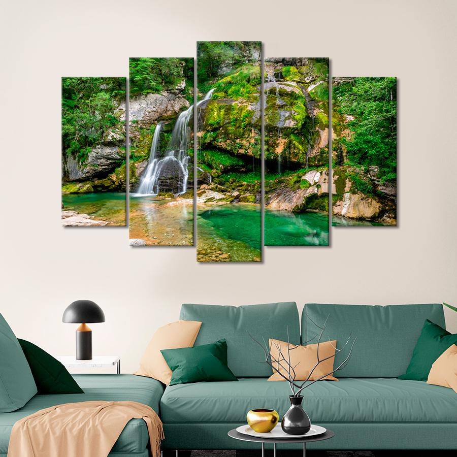 Картина природа Красивый лесной водопад Вирье 137x85 см (A1126-5)