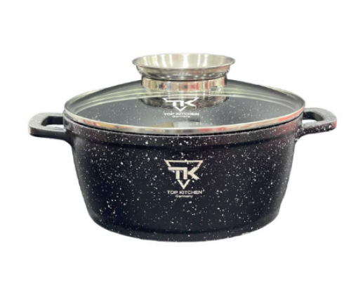 Кастрюля Top Kitchen 20 см 2,49 л с мраморным антипригарным покрытием с крышкой (TK00051)