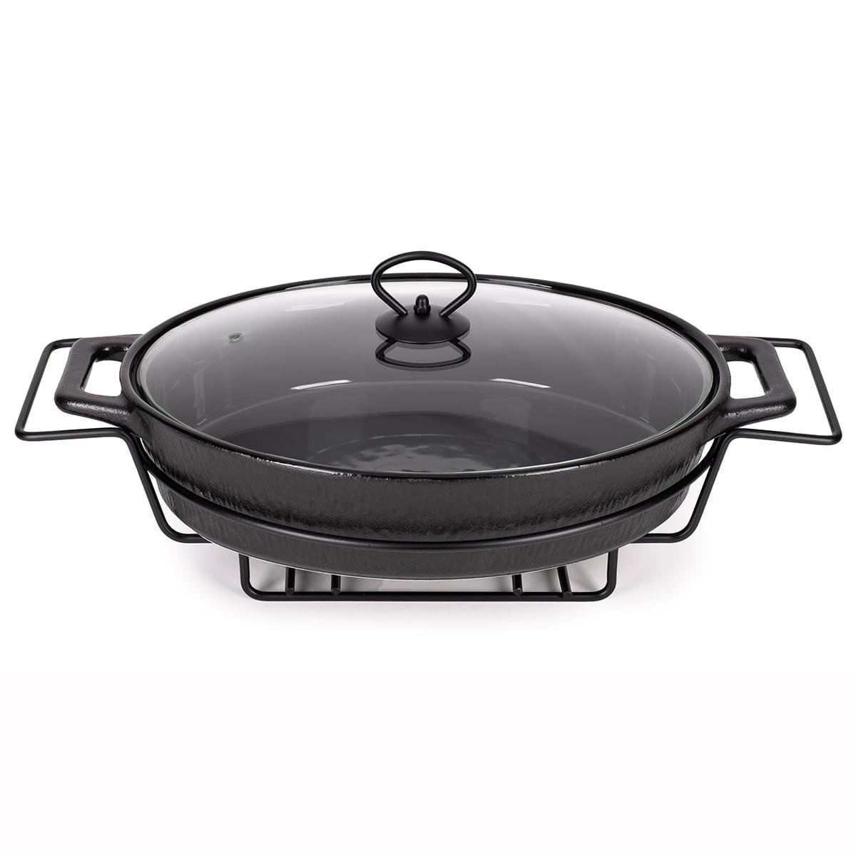 Мармит керамический Kamille овальный 3,5 л Черный (KM 6430)