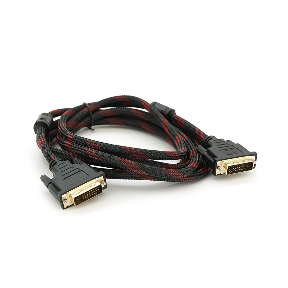 Кабель Merlion DVI Dvi-Dvi 24pin с оплеткой и ферритовыми фильтрами 3 м Черный/Красный (6040)