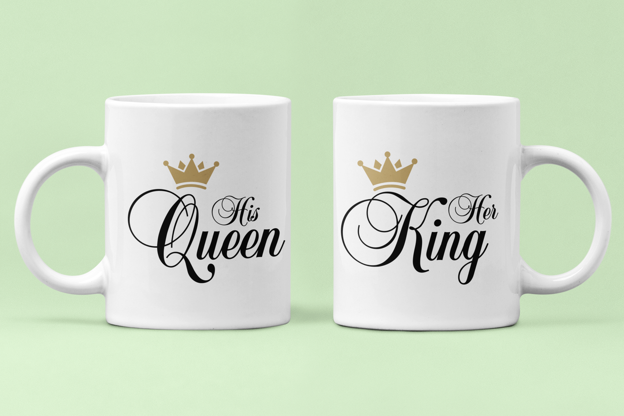 Чашки парные "Her King His Queen" для влюбленных 330 мл Белый (ВЛ94Ч)