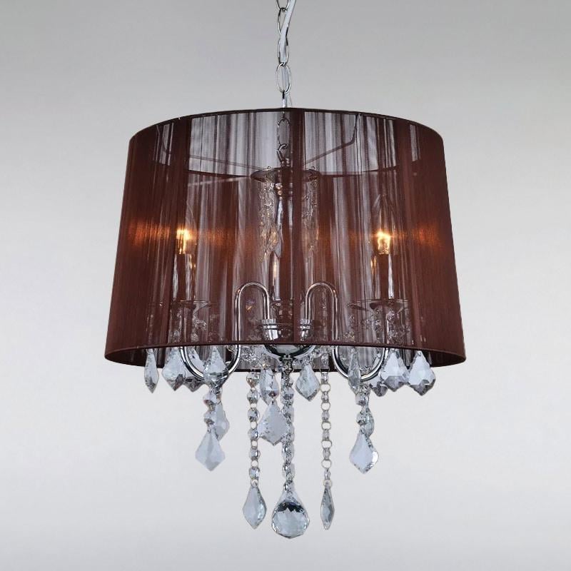 Люстра подвесная с абажуром Light House LS-15254WH-3 WH на три лампы Хром / Коричневый
