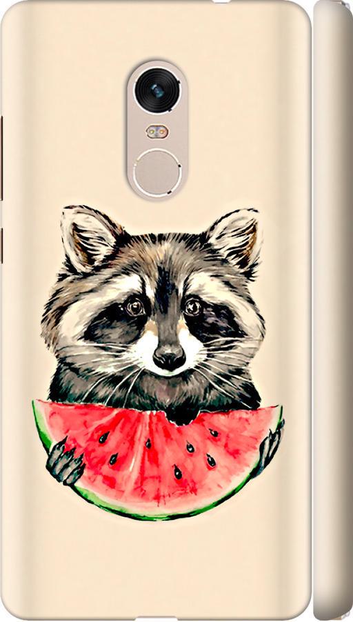 Чехол на Xiaomi Redmi Note 4 Енотик с арбузом (4605m-352-42517)