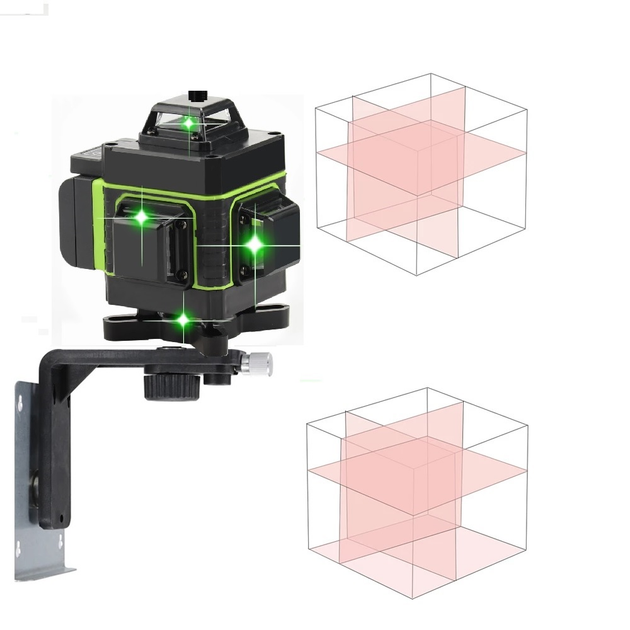 Рівень лазерний Hilda 4D Basic 4x360° з зарядом акумулятора на 16 ліній Зелений промінь (2078) - фото 5