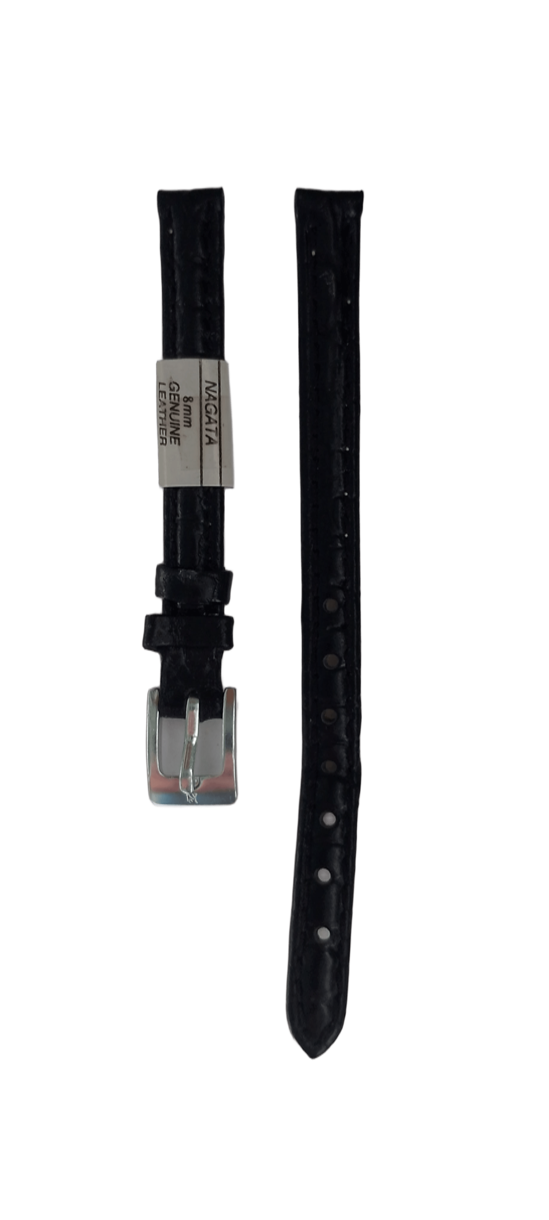 Ремешок для часов кожаный крокодил 8х165 мм Черный (2457)