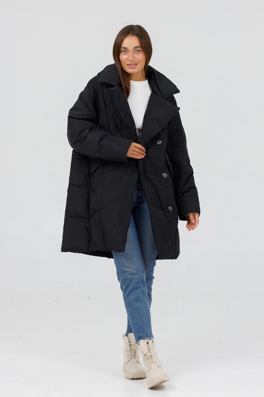 Пуховик-тренч Mishele oversize р. 48 Черный (21442s\48) Пуховик-тренч Mishele oversize р. 48 Черный (21442s\48)