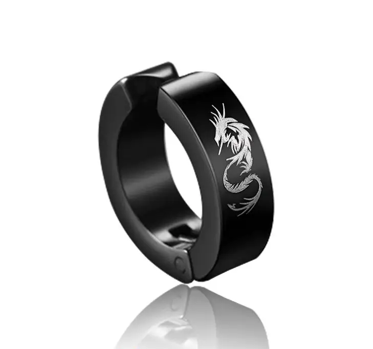 Сережка кліпс з Драконом Dragon зі сталі 1 шт. Чорний (1308264900)