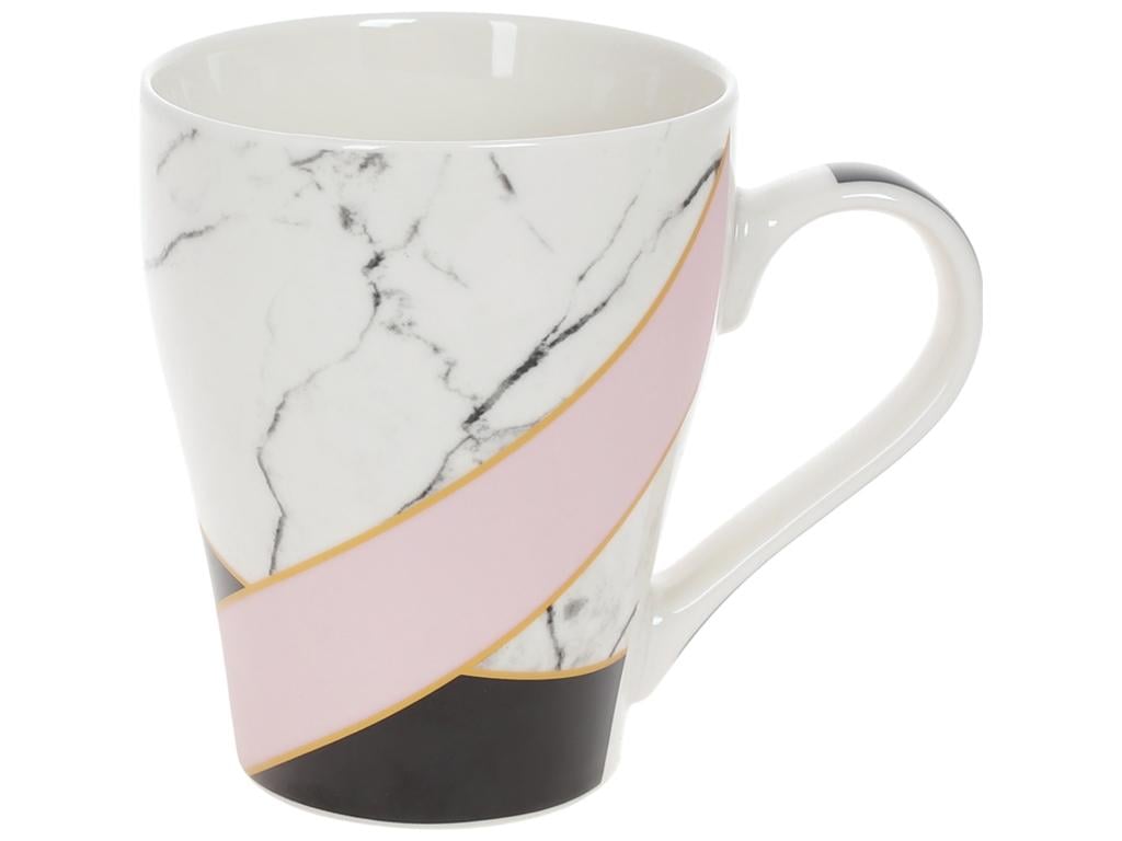 Чашка Мармур 400 мл Білий з рожевим (BDI-905-251)