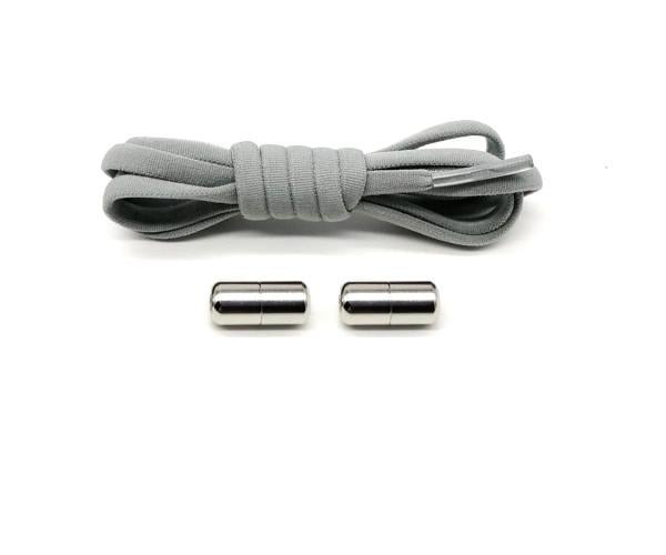 Шнурки еластичні велюрові з фіксаторами без зав'язок 90 см Сірий Шнурки еластичні велюрові з фіксаторами без зав'язок 90 см Сірий