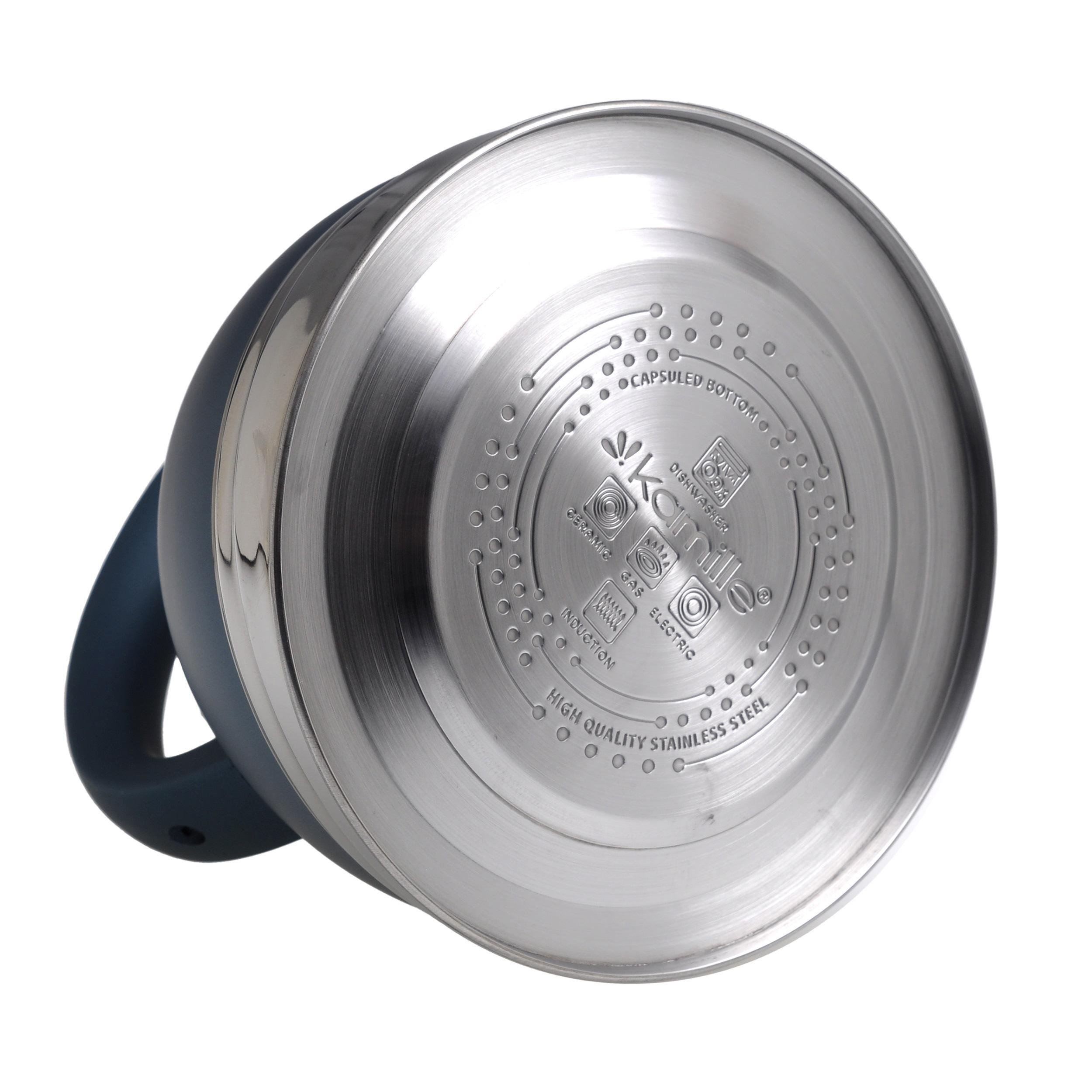 Чайник со свистком и ручкой с покрытием soft touch Kamille KM-0861 из нержавеющей стали 3 л Голубой (150-84-0861) - фото 2 Чайник со свистком и ручкой с покрытием soft touch Kamille KM-0861 из нержавеющей стали 3 л Голубой (150-84-0861) - фото 2