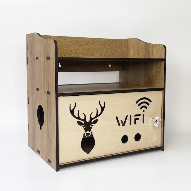 Полка-органайзер для проводов и аппаратуры 30х30х20 см Орех