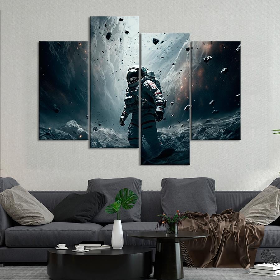 Картина космос Астронавт на фантастической каменной планете 129x90 см (A1302-4)