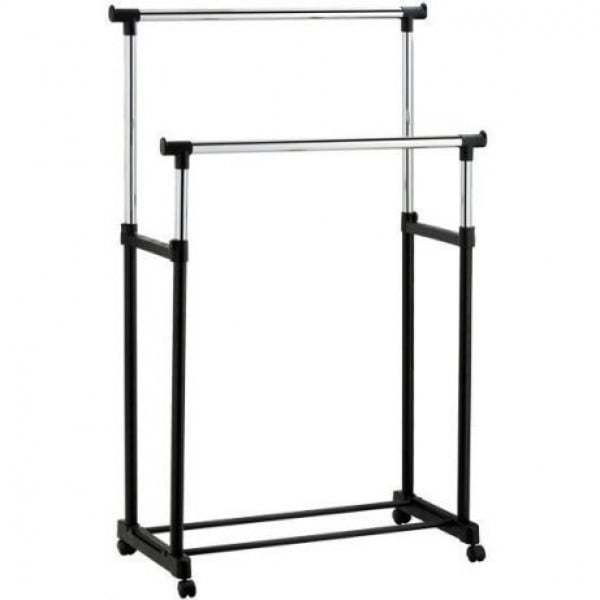 Вешалка для одежды на колесиках Double Pole Clothes Horse напольная (SM0119)