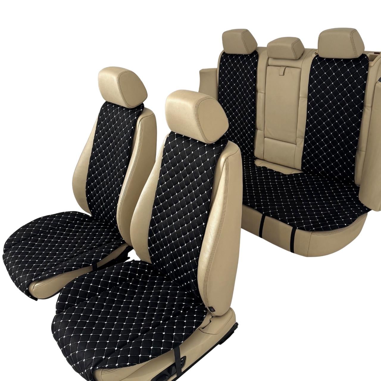 Накидки-чехлы на передние и задние сиденья авто из алькантары Runa Стандарт Черный (380-4-N)
