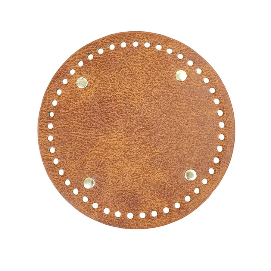 Дно сумки кругле з екошкіри з 4 ніжками 15х15 см Коричневий (5512)