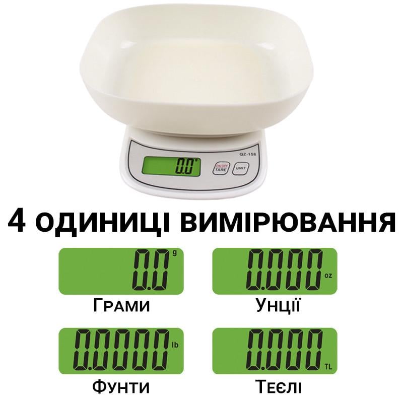 Весы кухонные UChef QZ-158 до 10 кг с чашей/функцией тары/автоотключением - фото 6