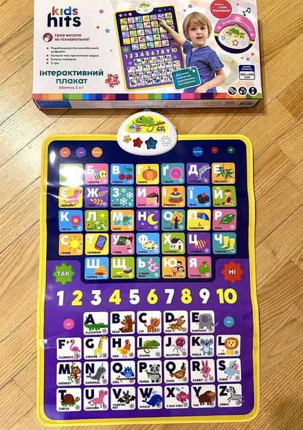 Плакат учебный Азбука цифры на украинском и английском языках 2в1 (2591211815) - фото 5