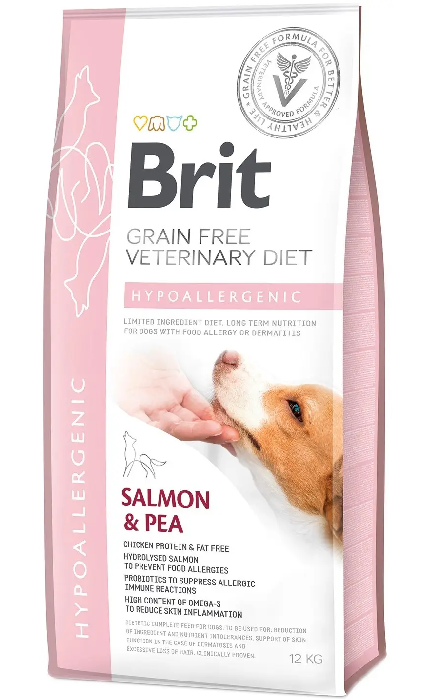 Корм сухий для будь-якого віку собак Brit VetDiets Grain Free Hypoallergenic при харчовій алергії з лососем/горохом і гречкою 12 кг
