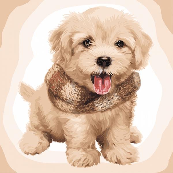 Набор для росписи по номерам Идейка Пушистая щенок 40х40 см (КНО4116-mt)