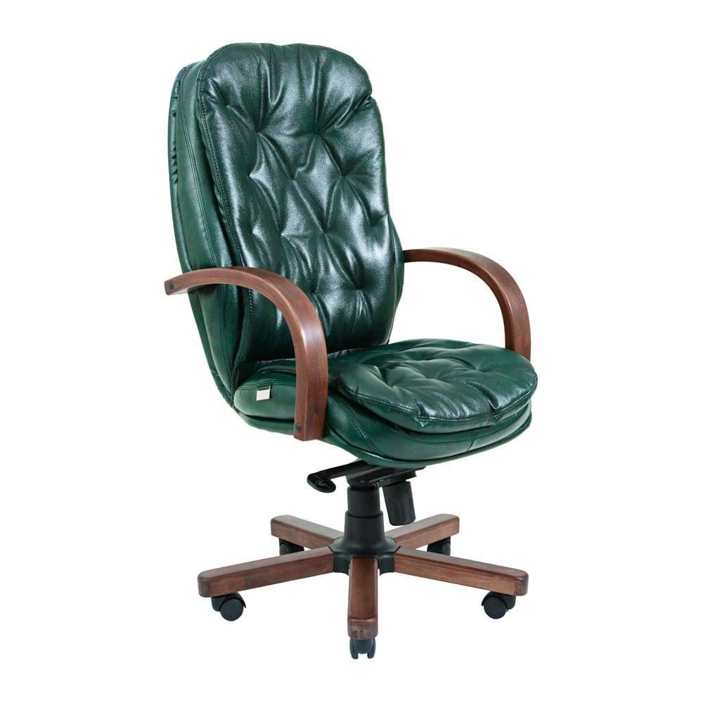 Офисное кресло руководителя Richman Venice VIP Wood M3 MultiBlock натуральная кожа Lux Зеленый (64ca425304b9e938a47ba206)