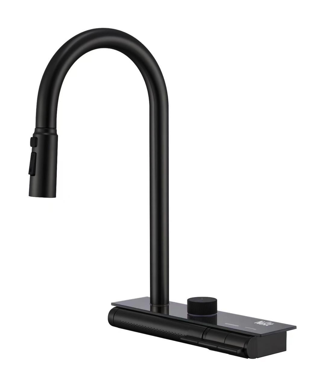 Смеситель кухонный Nett OB-38 с водопадом/выдвижной воронкой Черный (2999642990)