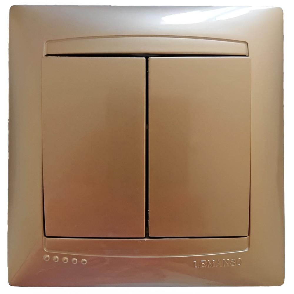 Выключатель двухклавишный Lemanso Сакура Золотой (LMR1205) Выключатель двухклавишный Lemanso Сакура Золотой (LMR1205)