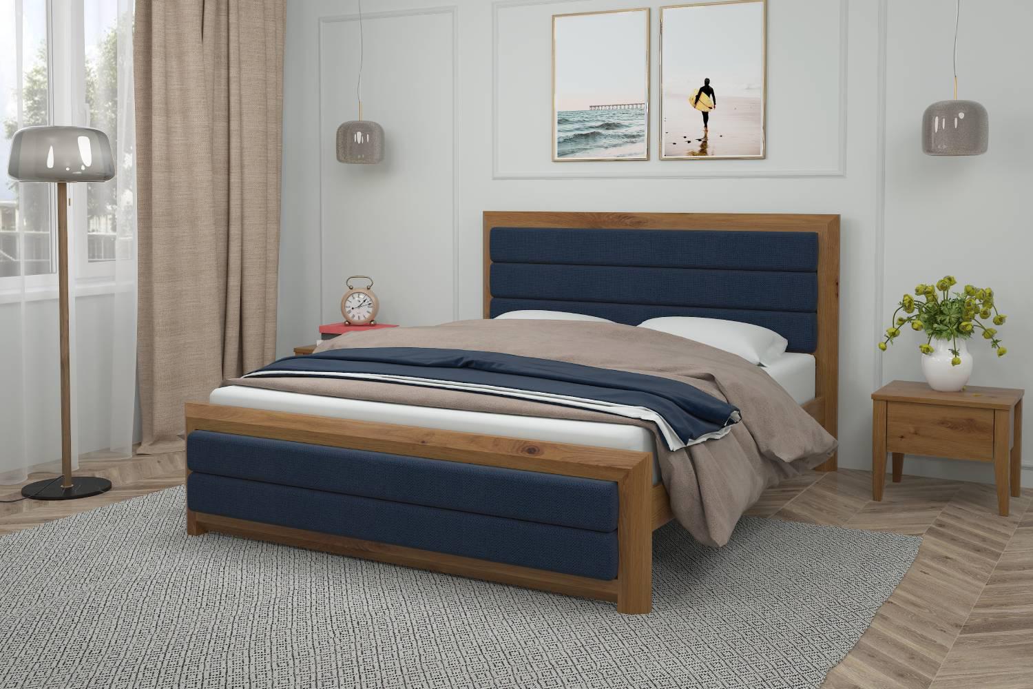 Ліжко двоспальне MebiGrand Барселона Б5 140х200 см Горіх світлий/Аляска 97 (DMBG-1078)