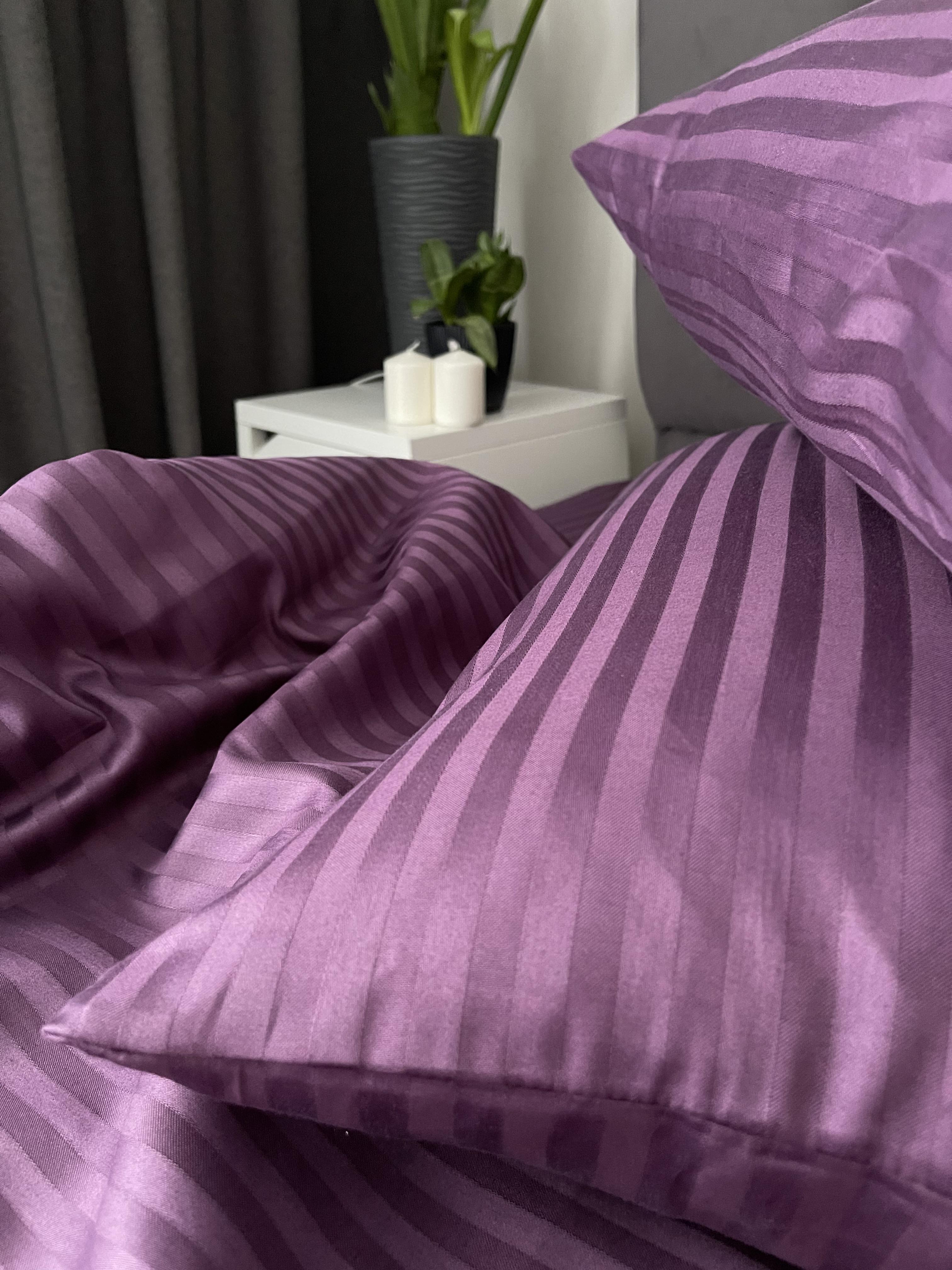 Комплект постільної білизни LILA Textil Home з преміум страйп-сатина полуторний Фіолетовий (11405405) - фото 8