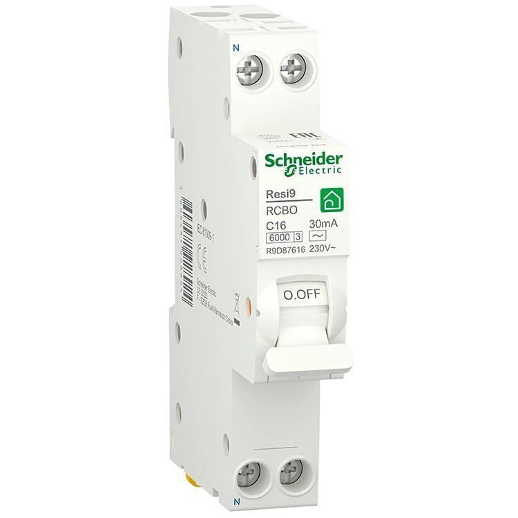 Автомат диференціальний Schneider Electric Resi9 RCBO 16A C 1P+N 30mA АС 6kA (R9D87616)