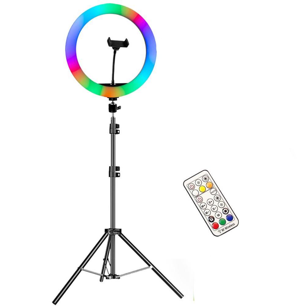 Кольцевая лампа MJ38 RGB 38 см со штативом 2 м и держателем Разноцветный