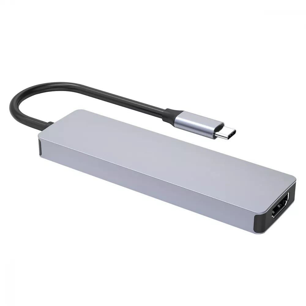 Адаптер USB хаб Proove Iron Link 5in1 3хUSB3.0+Tyce C+HDMI Silver