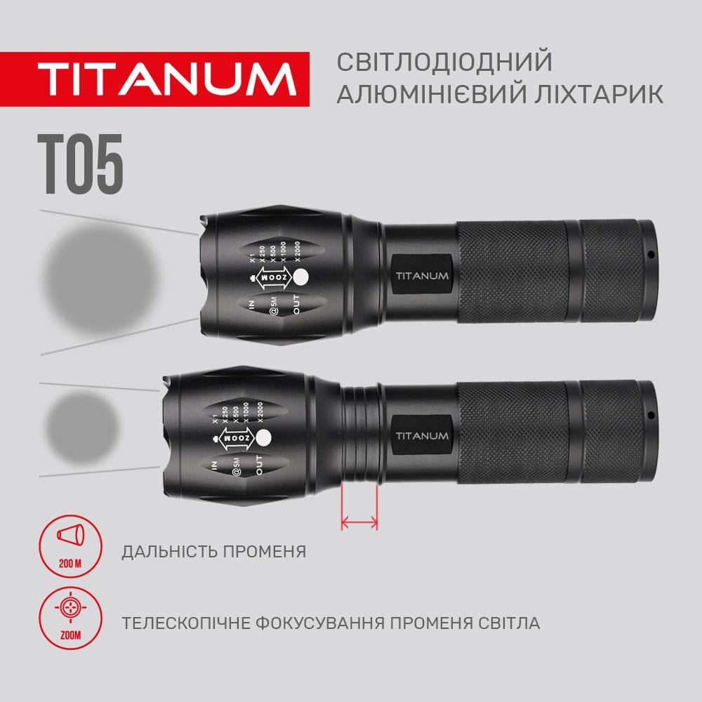 Фонарик TITANUM TLF-T05 LED 300 Lm 6500 K (27320) - фото 8