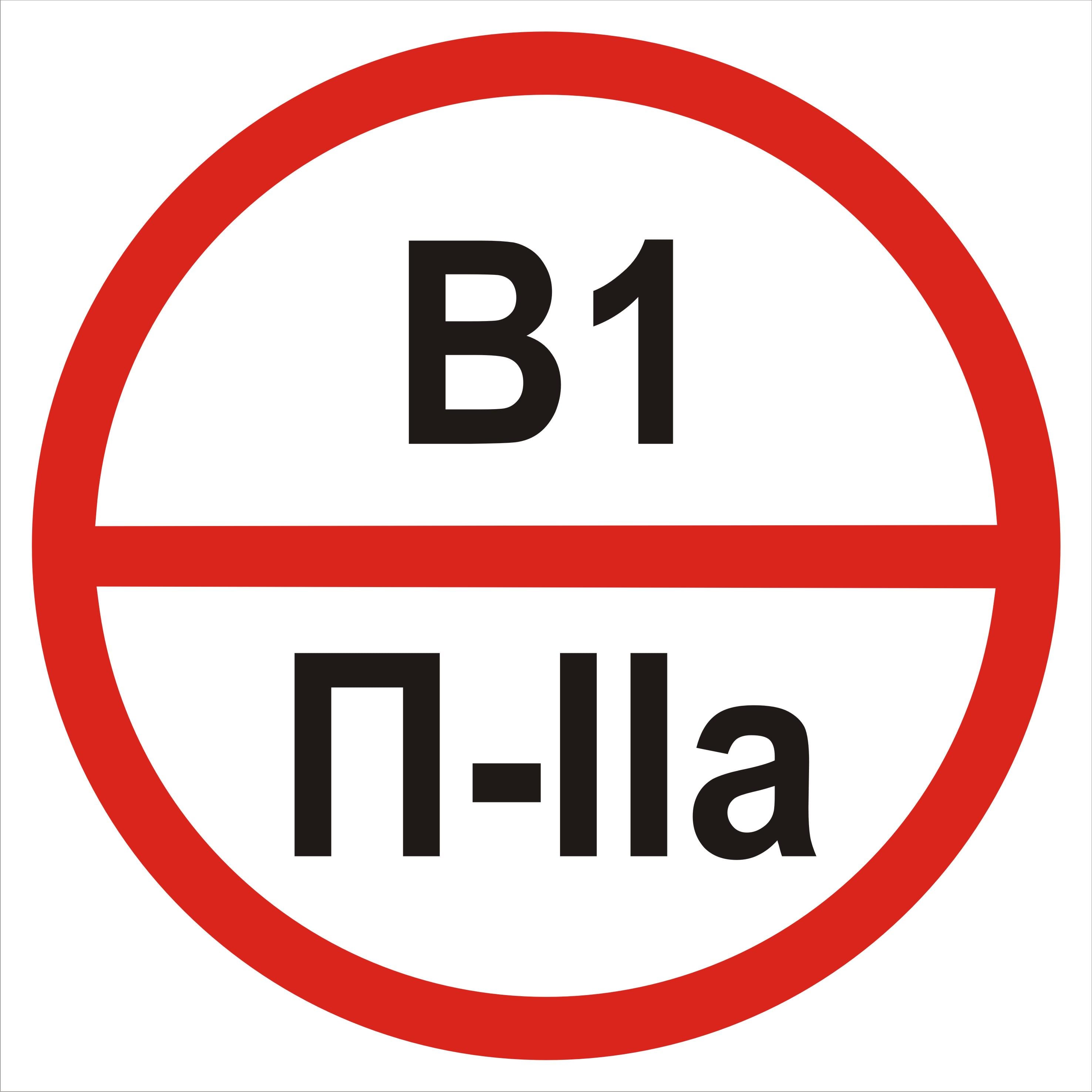 Табличка категорія приміщення В1/П2а 20х20 см (00238)