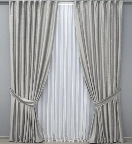 Комплект штор Афина бархат 1,5х3 м 2 шт. Серый (1318ш)