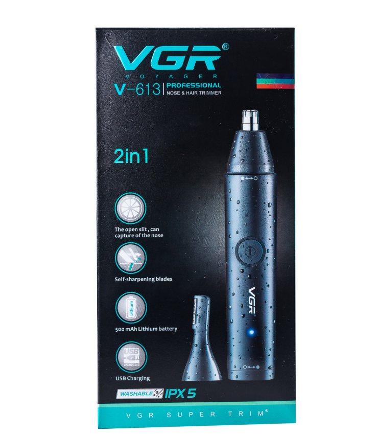 Тример для носа та вух VGR V-613 акумуляторний з насадками Чорний (30067414) - фото 5 Тример для носа та вух VGR V-613 акумуляторний з насадками Чорний (30067414) - фото 5
